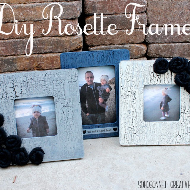 Rustic Vintage Crackle Paint Rosette Frame