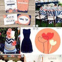 Navy and Coral Wedding Inspiration Mood Board