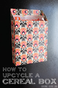 Cereal Box Upcycled into a Magnetic Paper Bin