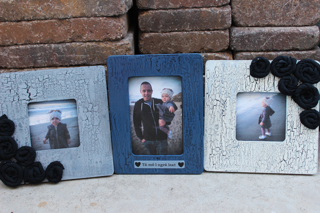 Rustic Vintage Crackle Paint Rosette Frame