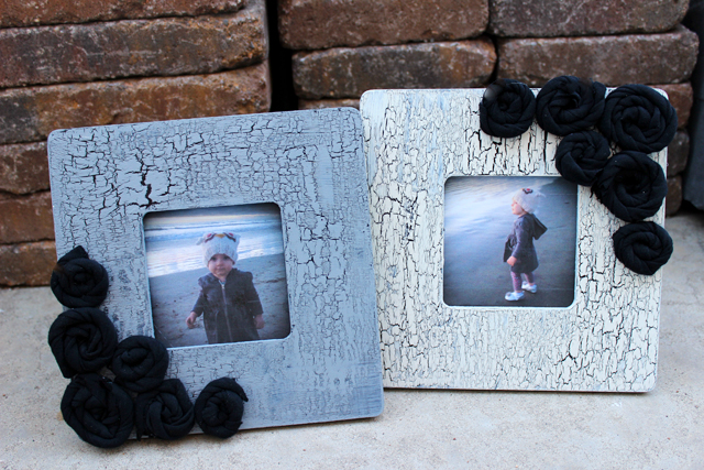 Rustic Vintage Crackle Paint Rosette Frame