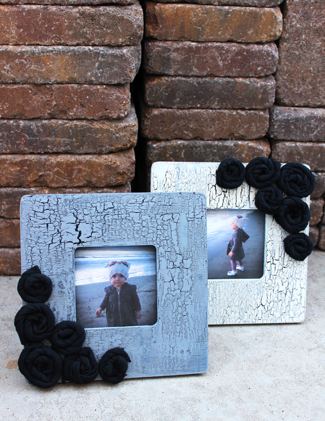 Rustic Vintage Crackle Paint Rosette Frame