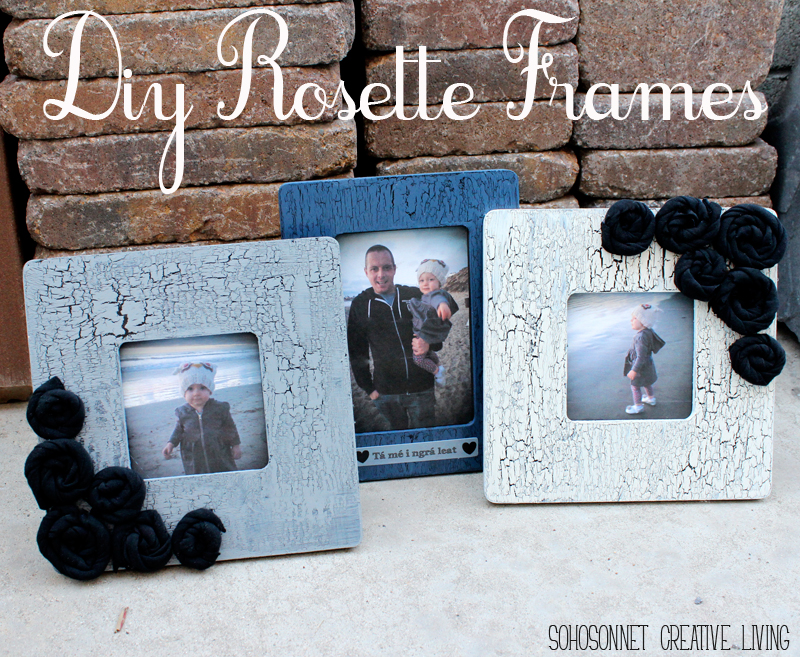 Rustic Vintage Crackle Paint Rosette Frame
