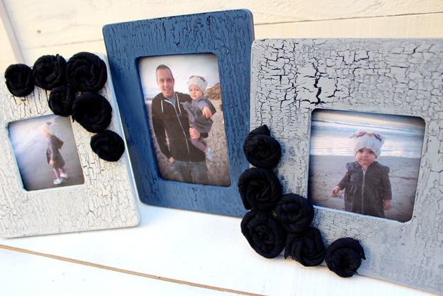 Rustic Vintage Crackle Paint Rosette Frame