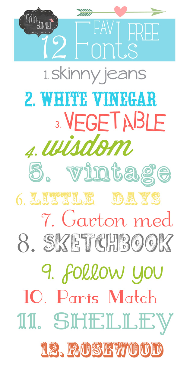 Favorite Free Fonts - SohoSonnet Creative Living