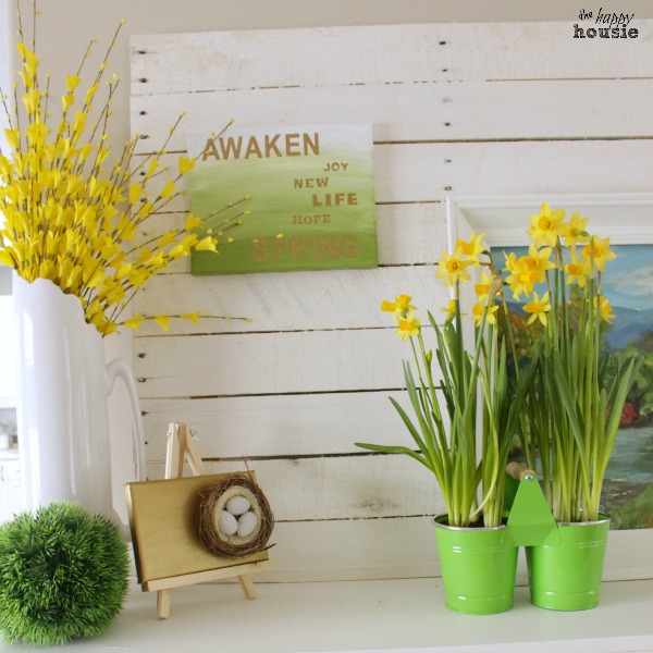 Gold-and-Green-Early-Spring-Mantel-square-at-the-happy-housie