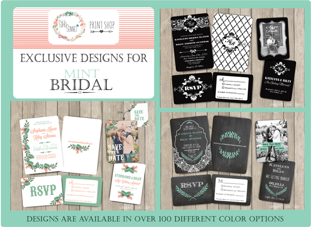 Mint Bridal Wedding invitations exclusively from Sohosonnet
