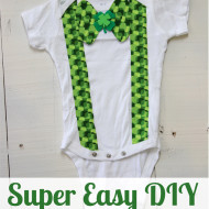 DIY St. Patrick’s Day Bow Tie Onesie for Boys – No Sew!