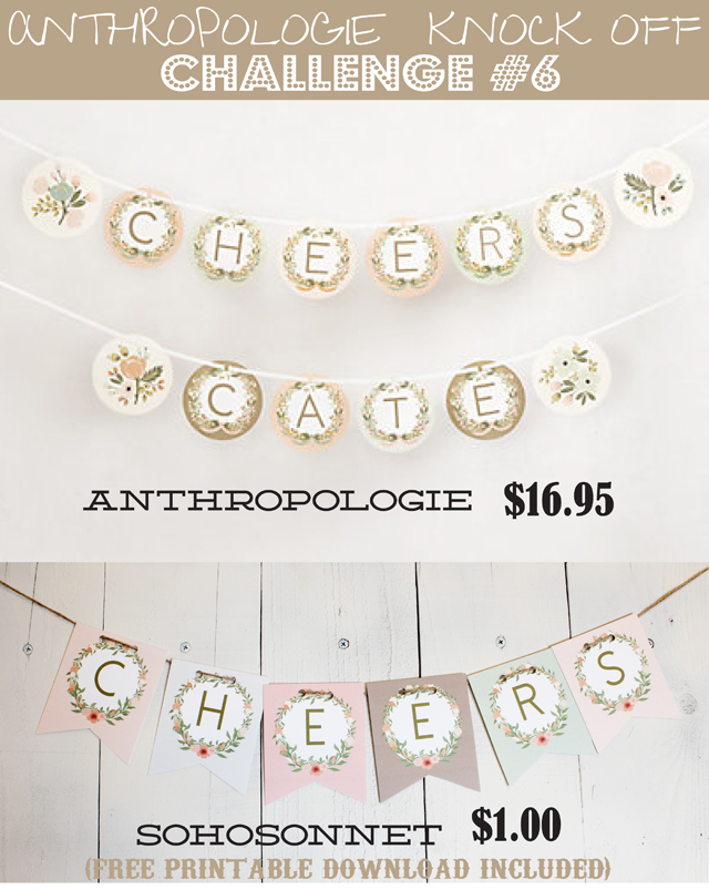 DIY Banner Letters Printable Anthropologie Knock Off - SohoSonnet Creative Living