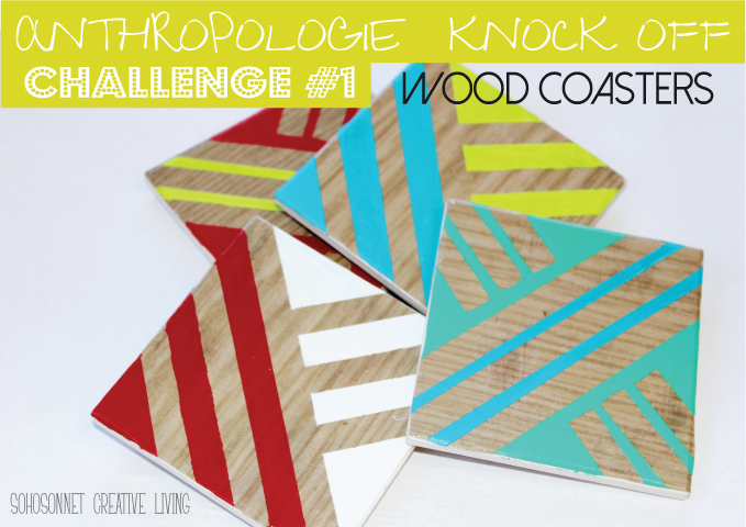 DIY Wood Geometric Coasters Anthropologie Knock Off - SohoSonnet Creative Living