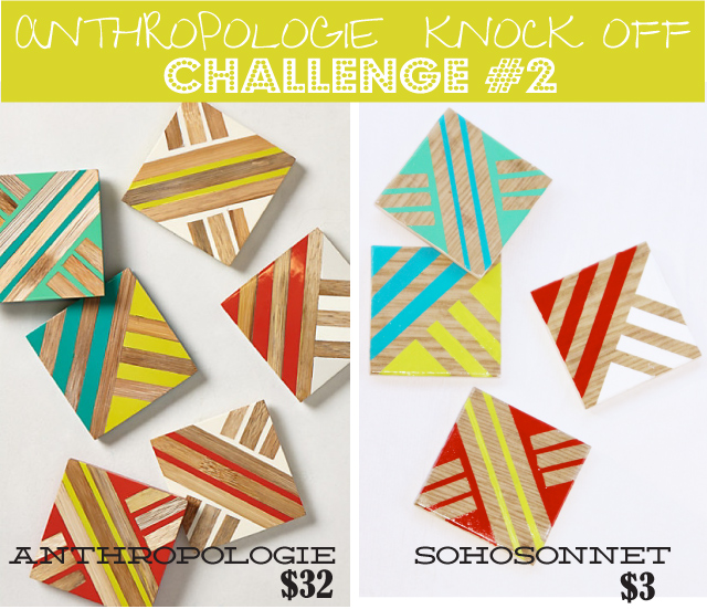 DIY Wood Geometric Coasters Anthropologie Knock Off - SohoSonnet Creative Living