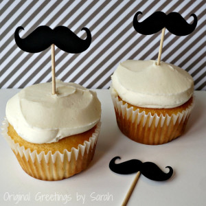 mustach cupcake toppers